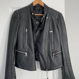 Zara Faux Leather Jacket, Black, Size S (US)